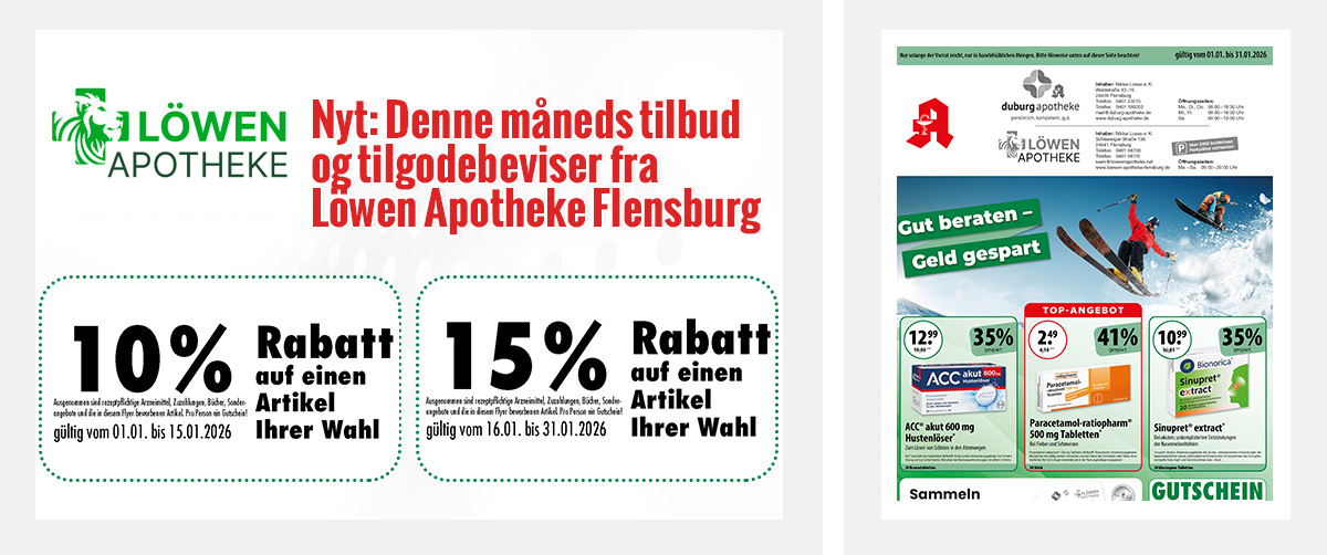 Nyt: Denne måneds tilbud og tilgodebeviser fra Löwenapotheke Flensburg