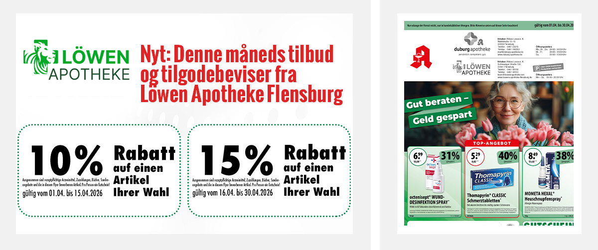Nyt: Denne måneds tilbud og tilgodebeviser fra Löwenapotheke Flensburg
