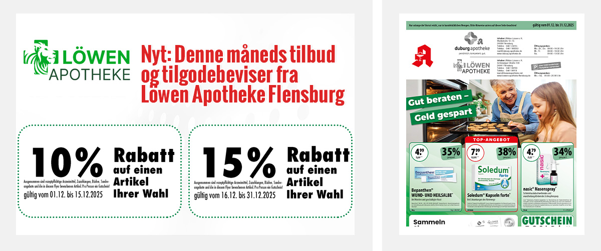 Nyt: Denne måneds tilbud og tilgodebeviser fra Löwenapotheke Flensburg