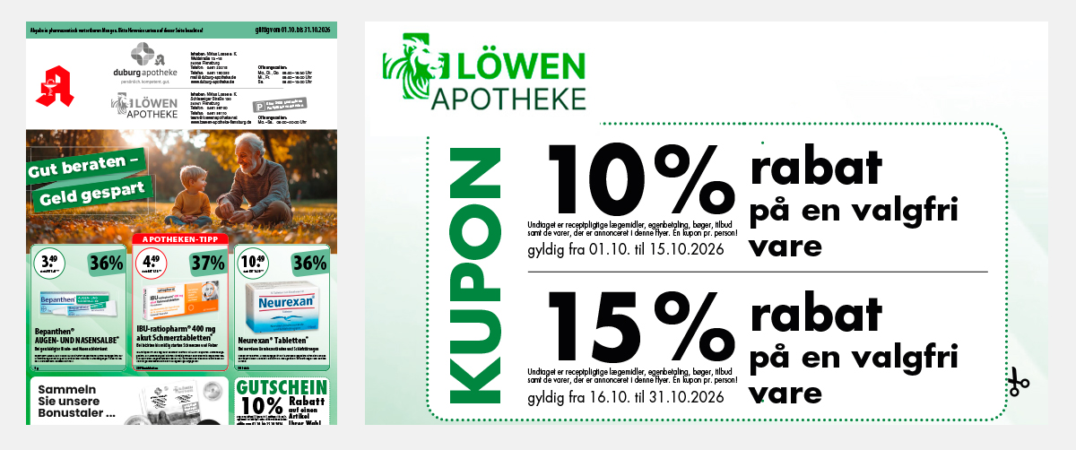 Nyt: Denne måneds tilbud og tilgodebeviser fra Löwenapotheke Flensburg