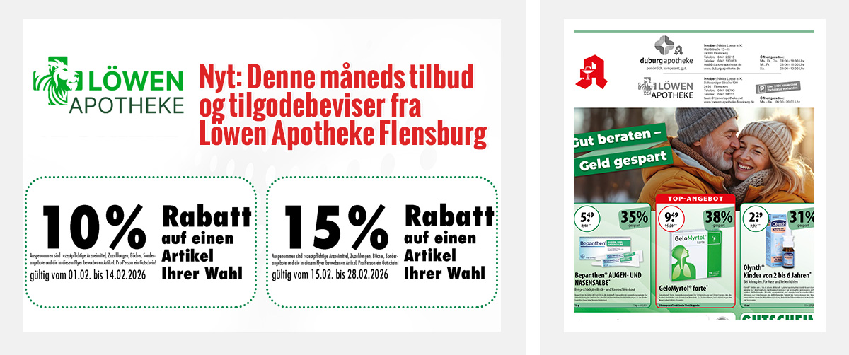 Nyt: Denne måneds tilbud og tilgodebeviser fra Löwenapotheke Flensburg